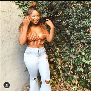 Boohoo Orange stripped cropped top